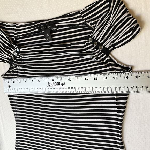 White House Black Market Women Shirt S Striped Button Boat Neck Pullover - Picture 6 of 7